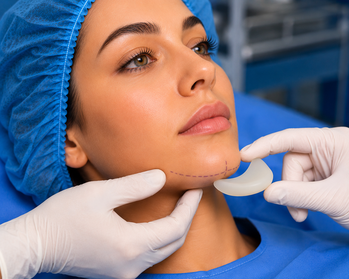 Surgeon consulting a patient about Chin Implant